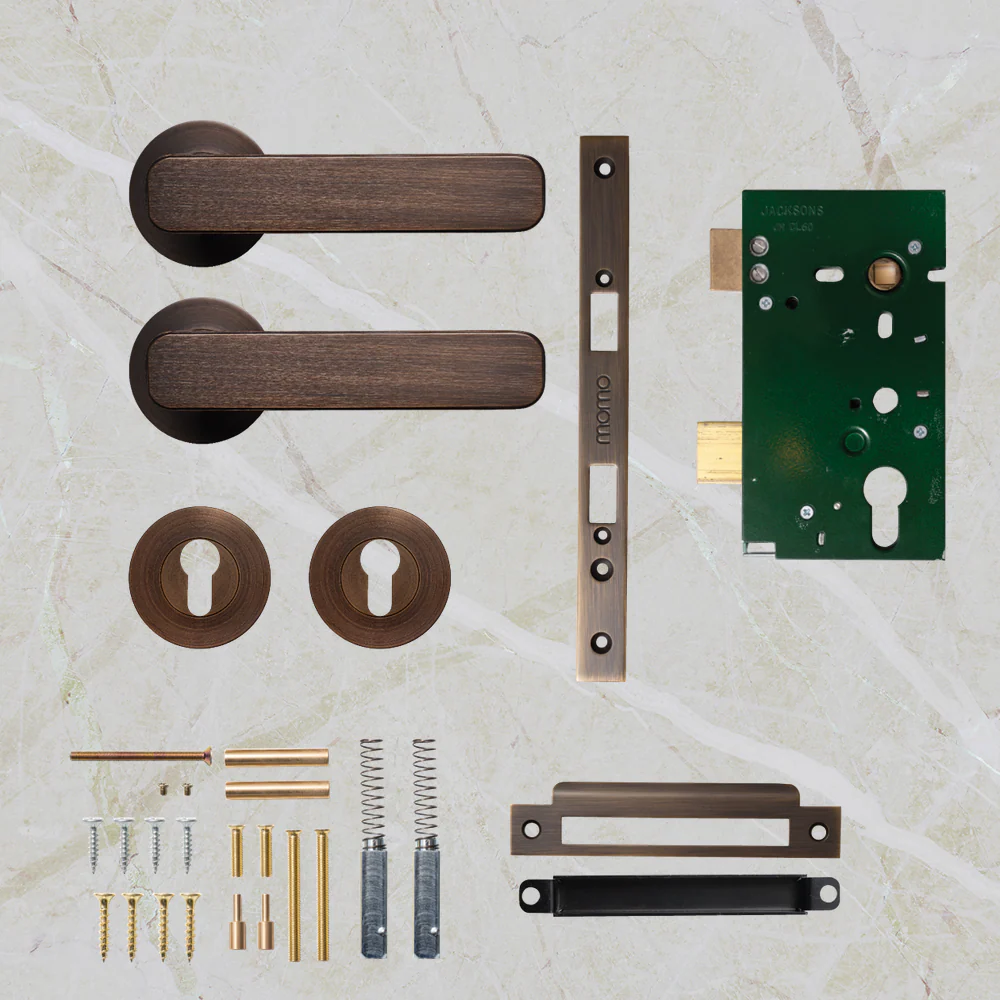 Momo Handles Aspen Solid Brass Lever Entrance Set Bronze - Image 2