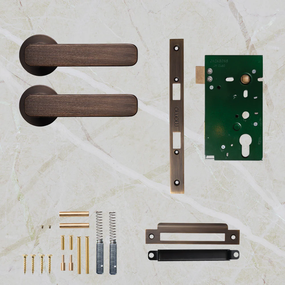 Momo Handles Aspen Solid Brass Mortice Lock Passage Lever Set Bronze - Image 2