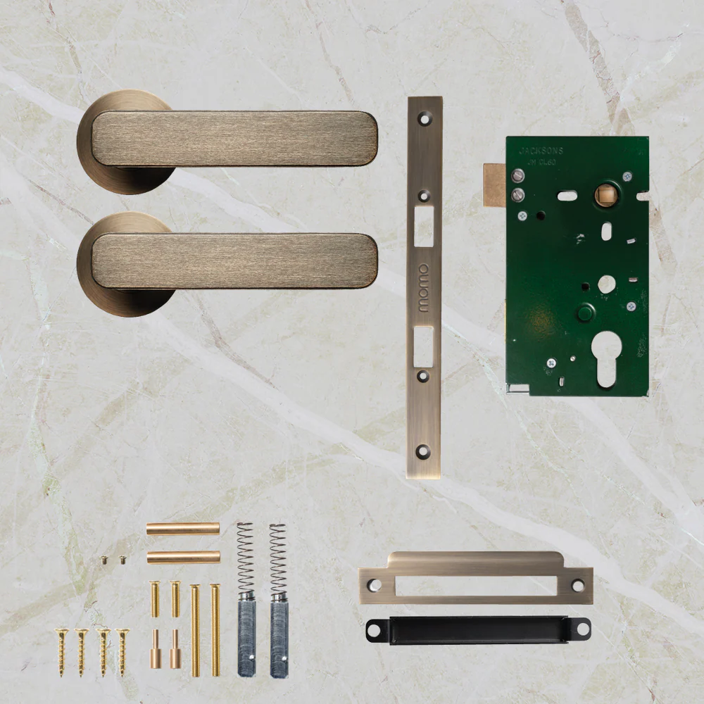 Momo Handles Aspen Solid Brass Mortice Lock Passage Lever Set Dark Brushed Brass - Image 2