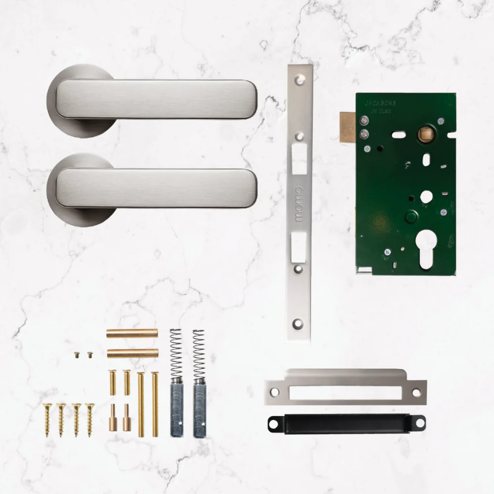 Momo Handles Aspen Solid Brass Mortice Lock Passage Lever Set In Dull Brushed Nickel - Image 2