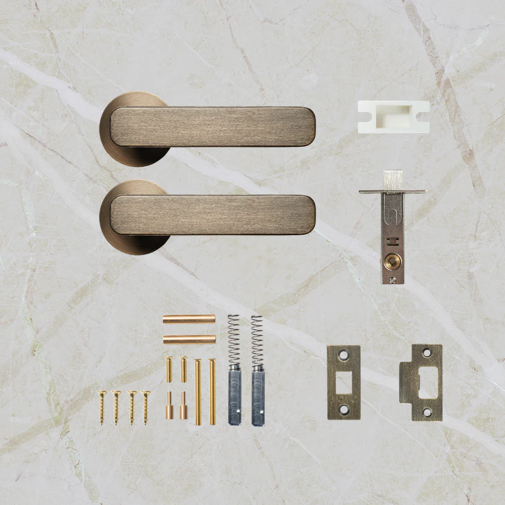 Momo Handles Aspen Solid Brass Tubular Latch Passage Lever Set Dark Brushed Brass - Image 2