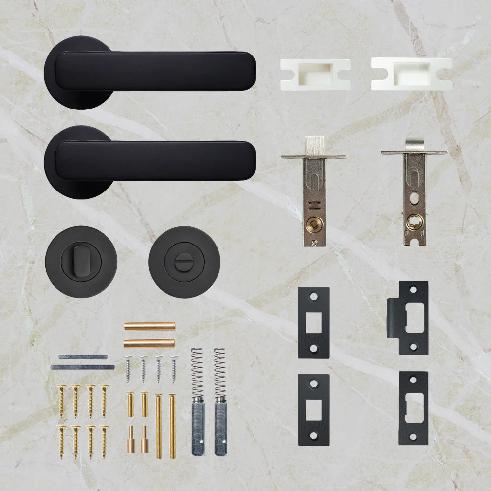Momo Handles Aspen Solid Brass Tubular Latch Privacy Lever Set Matte Black - Image 2
