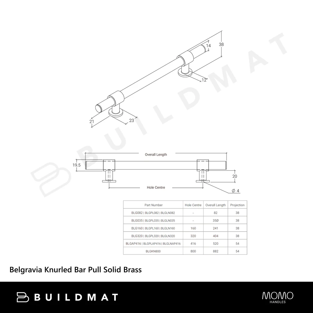 Momo Handles Belgravia Knurled Bar Pull Solid Brass 800mm Dark Bronze - Image 4