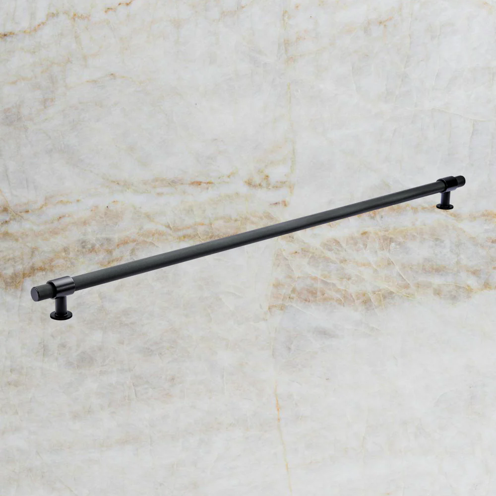 Momo Handles Belgravia Knurled Bar Pull Solid Brass 800mm Matte Black - Image 2