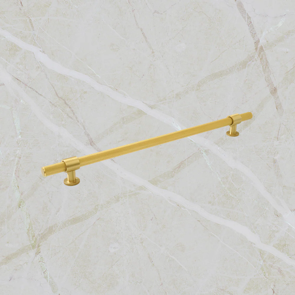 Momo Handles Belgravia Knurled Solid Brass Door Pull Handle Brushed Satin Brass - Image 2