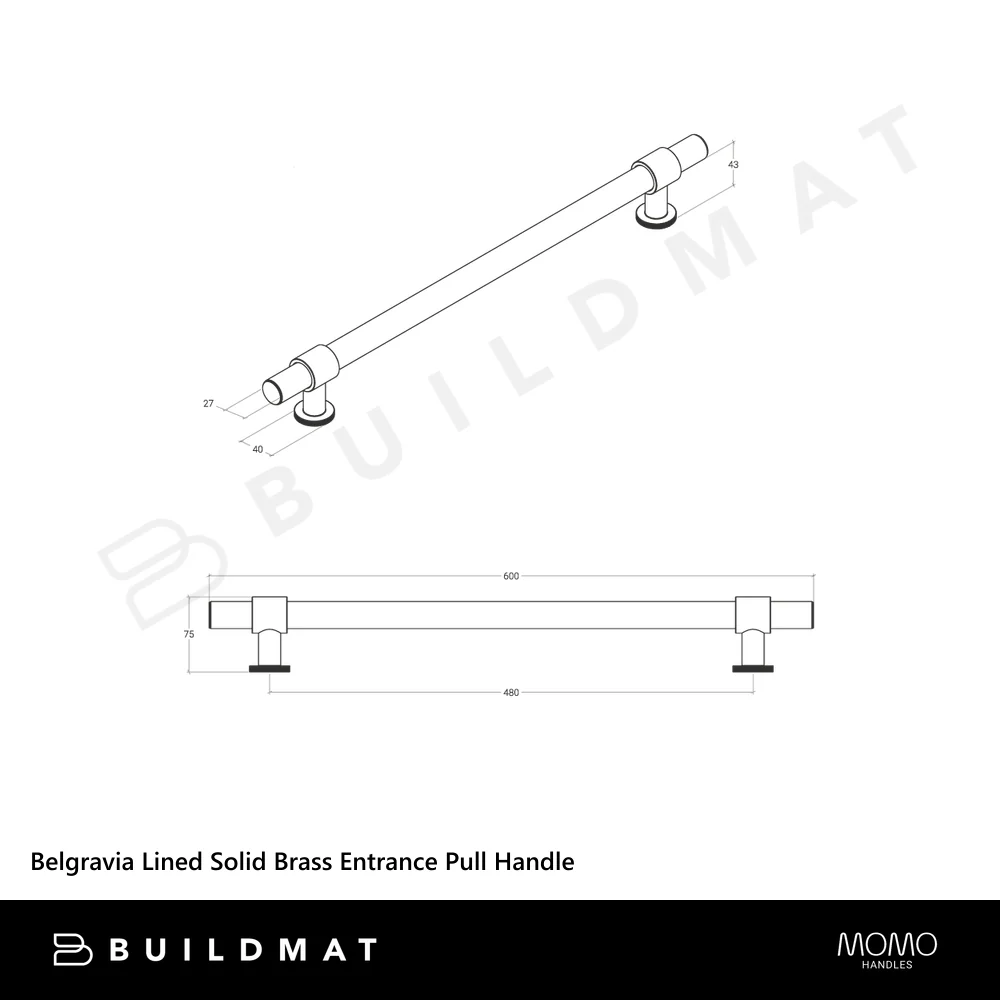 Momo Handles Belgravia Lined Solid Brass Entrance Pull Handle Bronze - Image 4