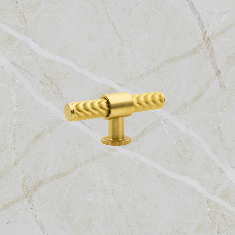 Momo Handles Belgravia Lined T Knob Solid Brass 82mm Brushed Satin Brass - Image 2