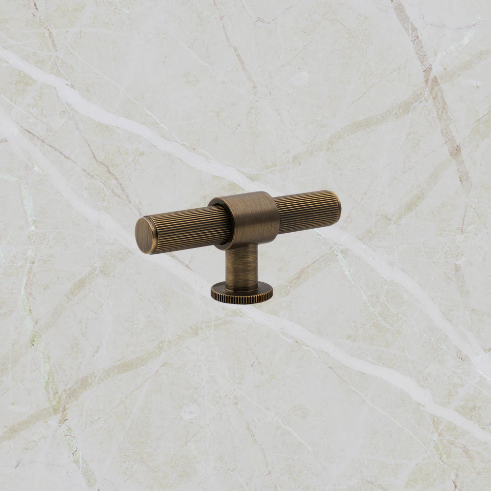 Momo Handles Belgravia Lined T Knob Solid Brass 82mm Dark Brushed Brass - Image 2
