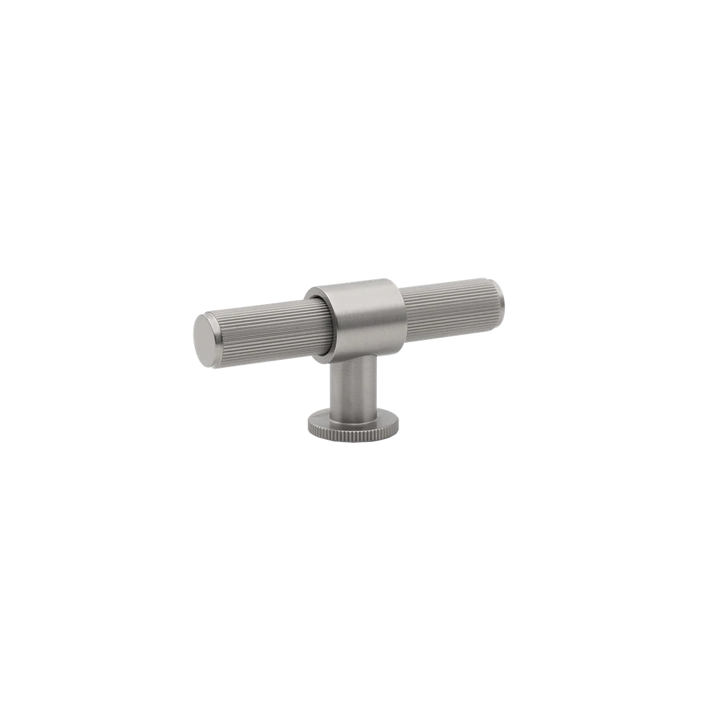 Momo Handles Belgravia Lined T Knob Solid Brass 82mm Dull Brushed Nickel