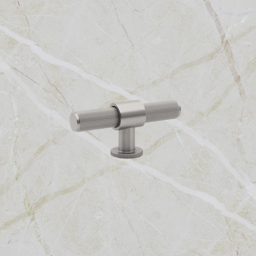 Momo Handles Belgravia Lined T Knob Solid Brass 82mm Dull Brushed Nickel - Image 2
