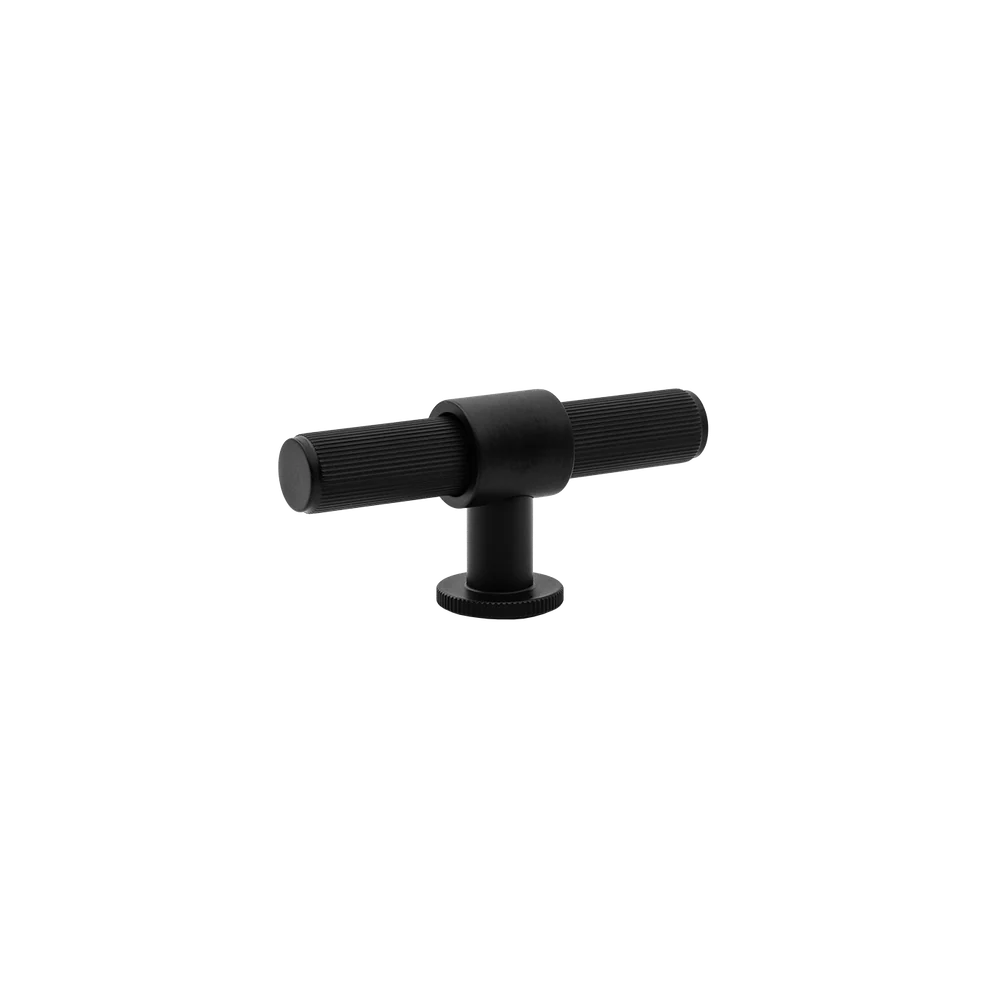 Momo Handles Belgravia Lined T Knob Solid Brass 82mm Matte Black
