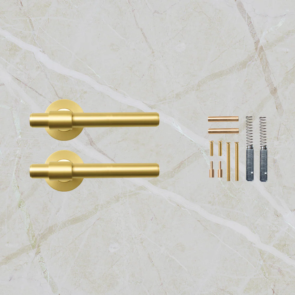 Momo Handles Belgravia Plain Lever Handle Set Brushed Satin Brass - Image 2