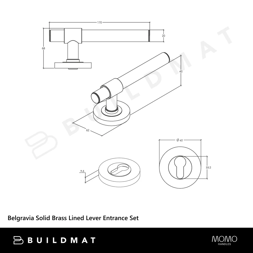 Momo Handles Belgravia Solid Brass Lined Lever Entrance Set Bronze - Image 4