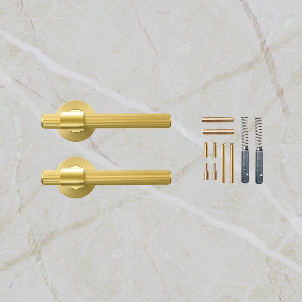 Momo Handles Belgravia Solid Brass Lined Lever Handle Set Brushed Satin Brass - Image 2