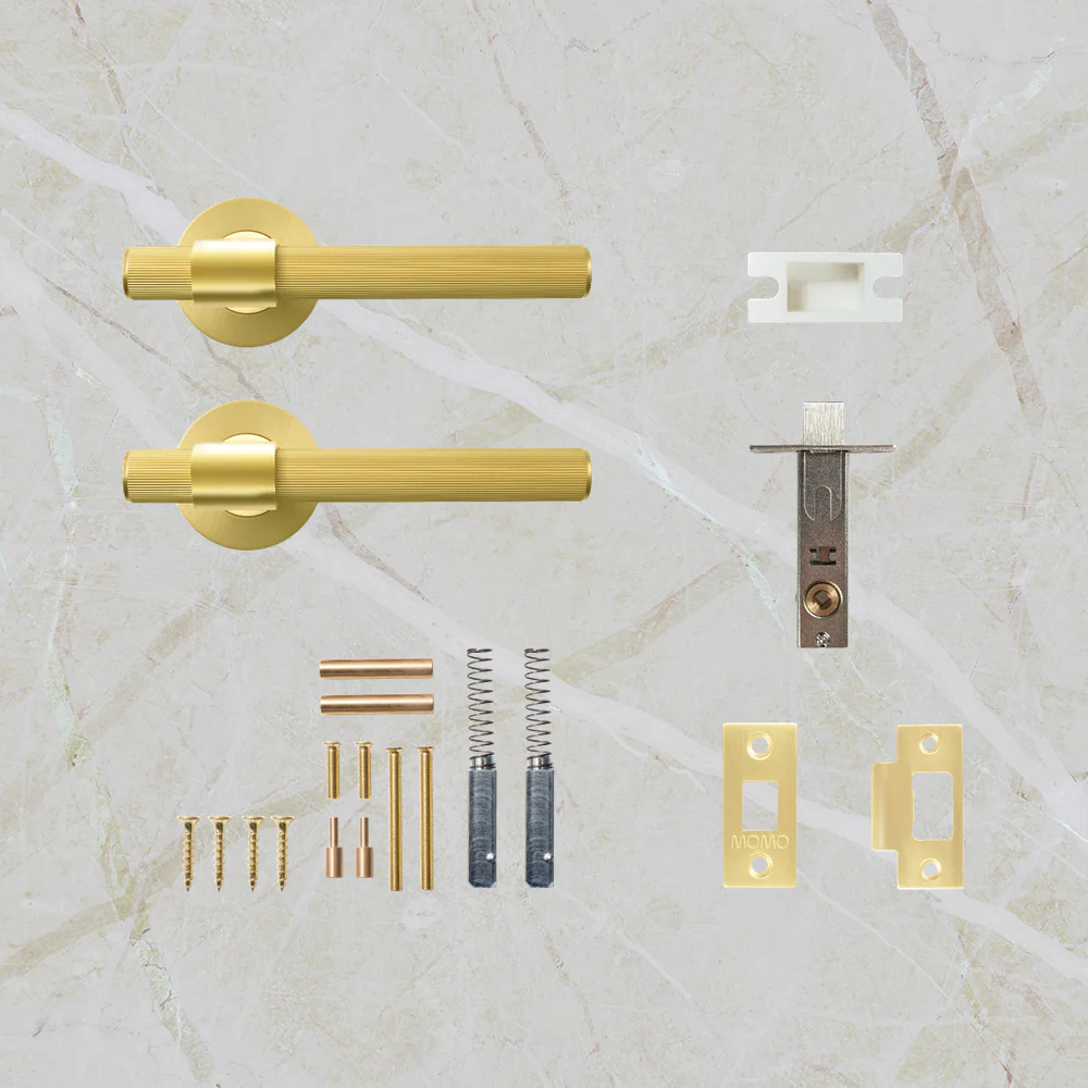 Momo Handles Belgravia Solid Brass Lined Tubular Latch Passage Lever Set Brushed Satin Brass - Image 2