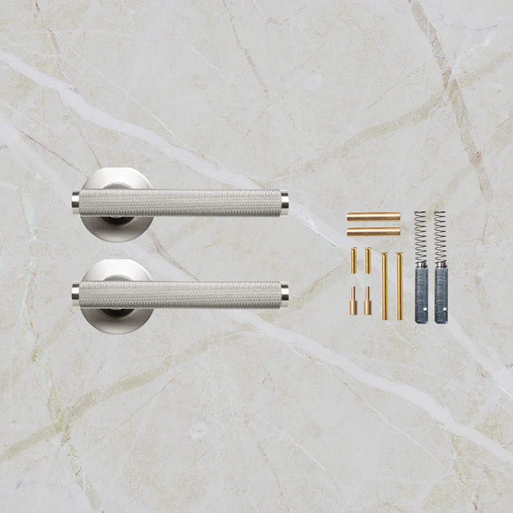 Momo Handles Bellevue Knurled Lever Handle Set Dull Brushed Nickel - Image 2