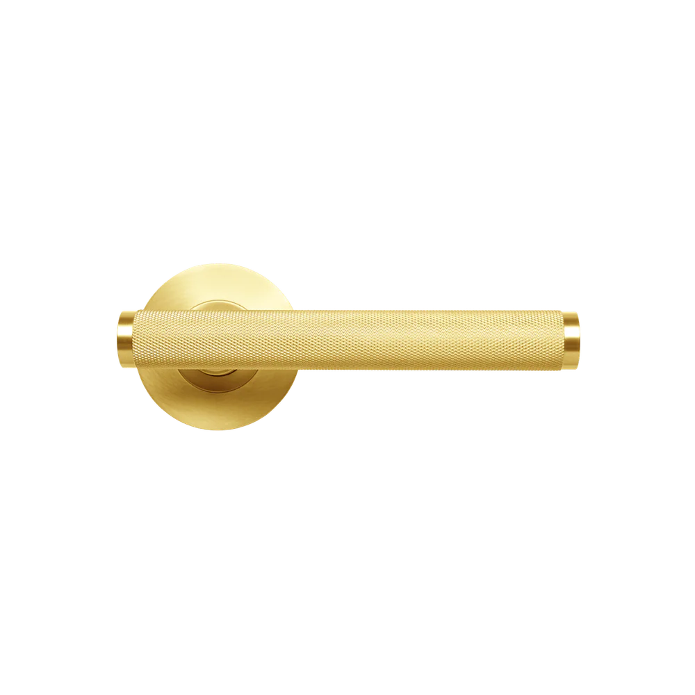 Momo Handles Bellevue Solid Brass Knurled Mortice Lock Passage Lever Set Brushed Satin Brass - Image 3