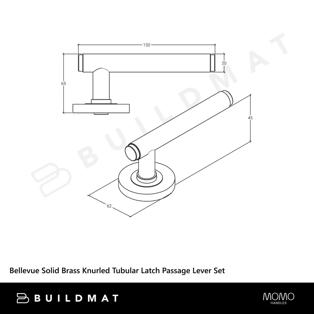 Momo Handles Bellevue Solid Brass Knurled Tubular Latch Passage Lever Set Bronze - Image 4