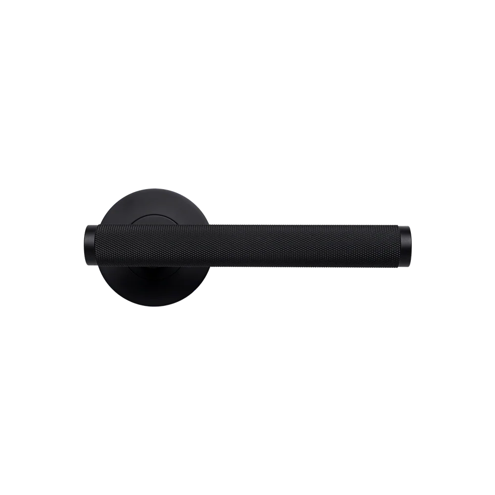 Momo Handles Bellevue Solid Brass Knurled Tubular Latch Passage Lever Set Matte Black - Image 3