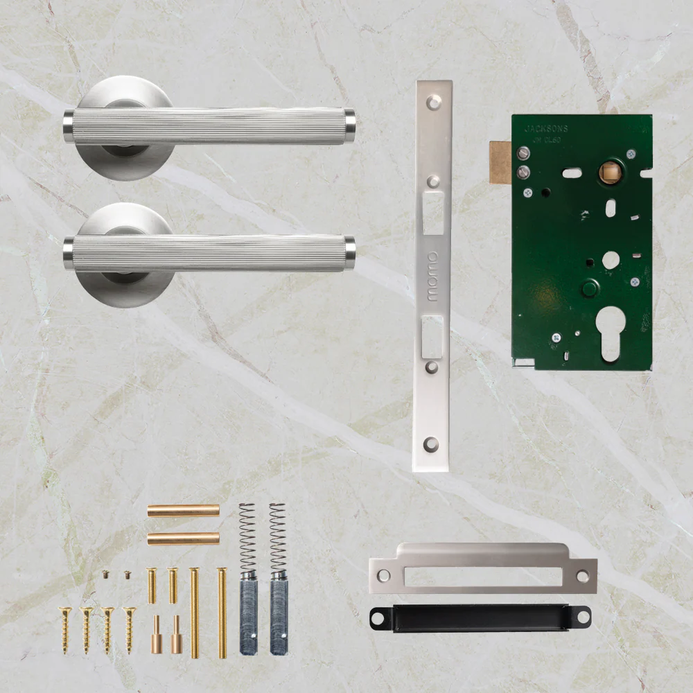 Momo Handles Bellevue Solid Brass Lined Mortice Lock Passage Lever Set Dull Brushed Nickel - Image 2