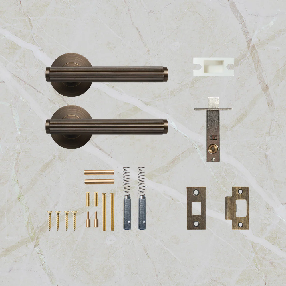 Momo Handles Bellevue Solid Brass Lined Tubular Latch Passage Lever Set Bronze - Image 2