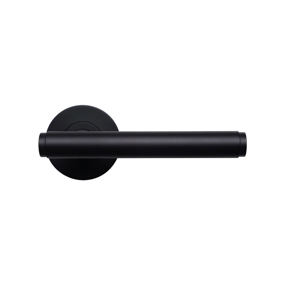 Momo Handles Bellevue Solid Brass Plain Tubular Latch Privacy Lever Set Matte Black - Image 3