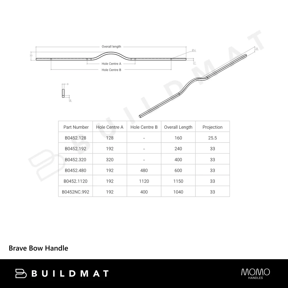 Momo Handles Brave Bow Handle 1120mm Matte White - Image 4