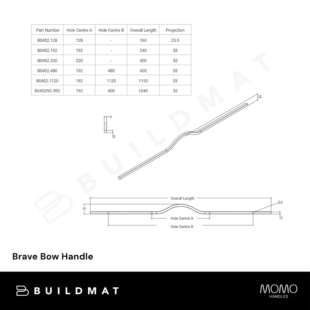 Momo Handles Brave Bow Handle 1120mm Metallic Grey - Image 5