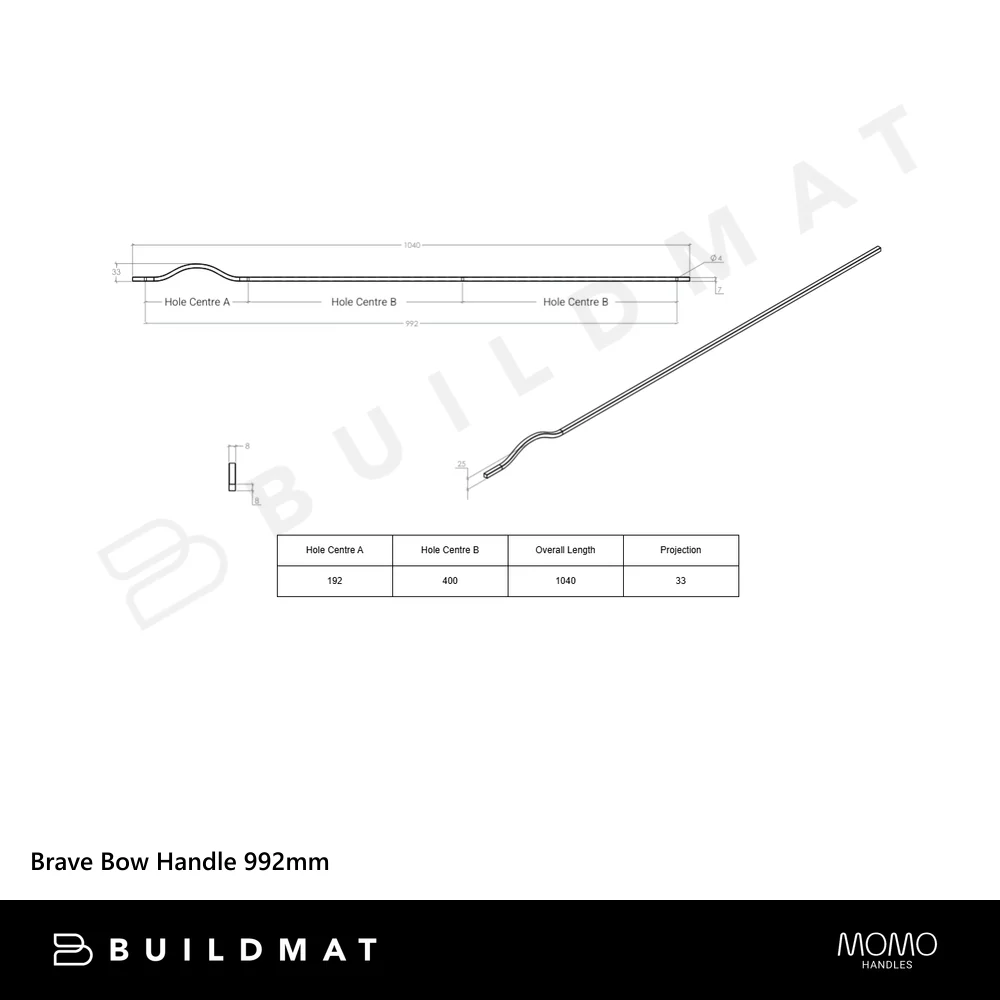 Momo Handles Brave Bow Handle 992mm Matte White - Image 4