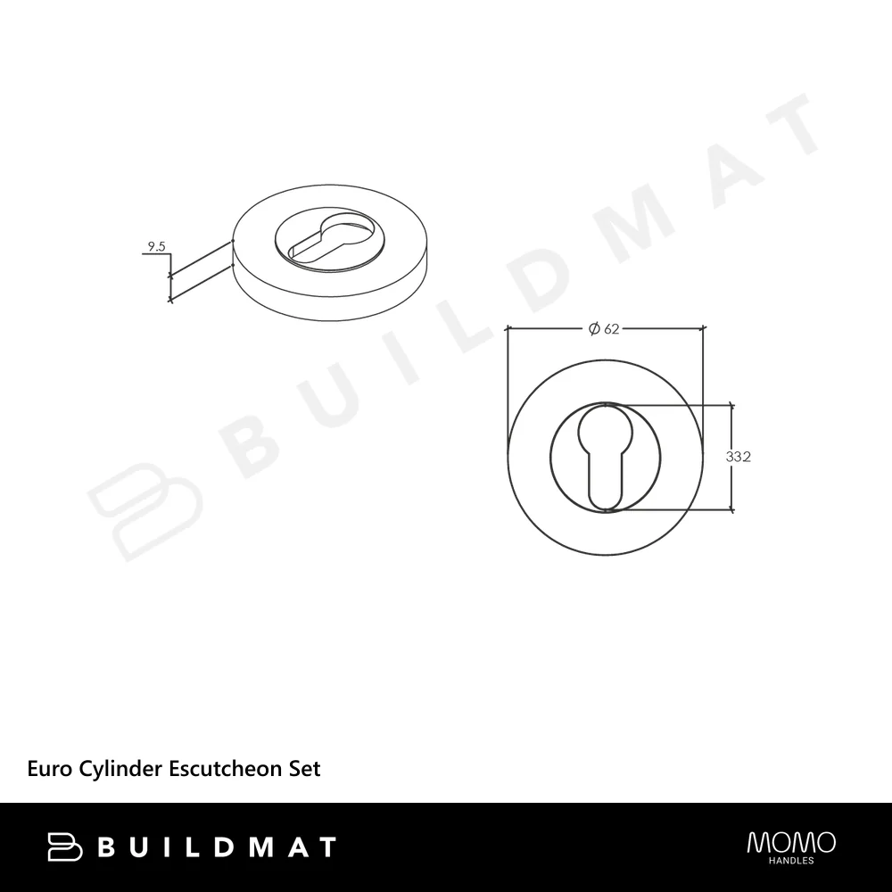 Momo Handles Euro Cylinder Escutcheon Set Dull Brushed Nickel - Image 4
