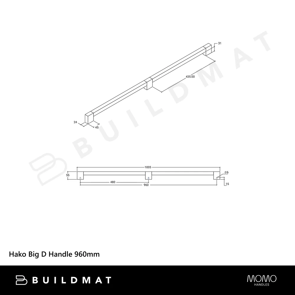 Momo Handles Hako Big D Handle 960mm Oak - Image 4