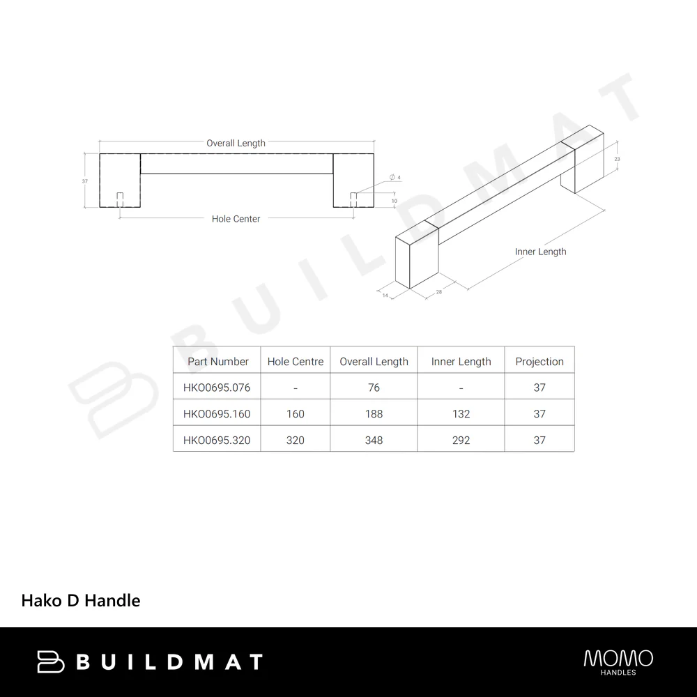 Momo Handles Hako D Handle 320mm Walnut - Image 4