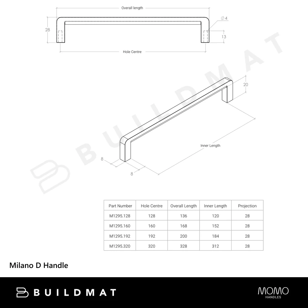 Momo Handles Milano D Handle 320mm Matte Black - Image 4