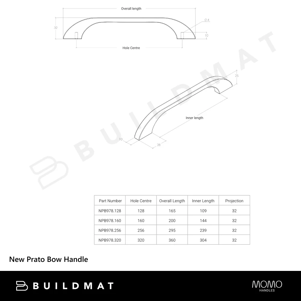 Momo Handles New Prato Bow Handle 160mm Dull Brushed Nickel - Image 4