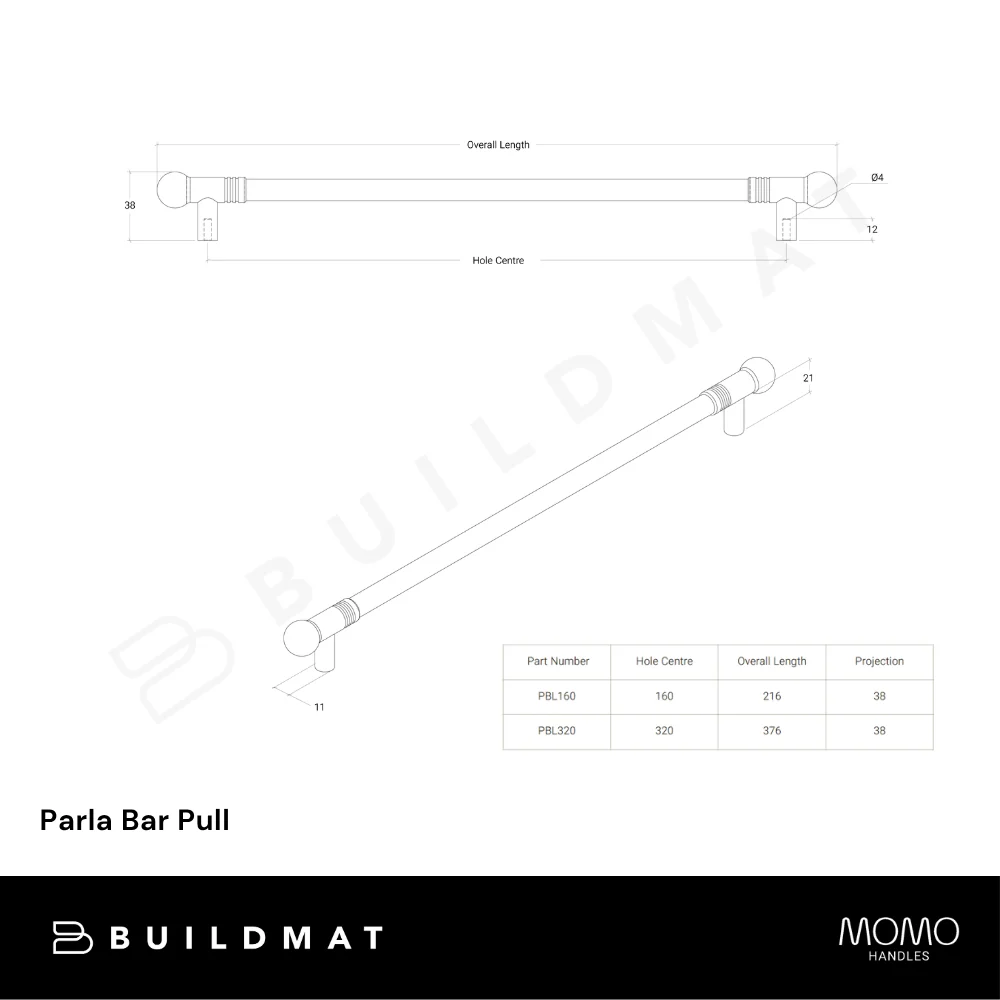 Momo Handles Parla Bar Pull 320mm Dull Brushed Nickel - Image 5
