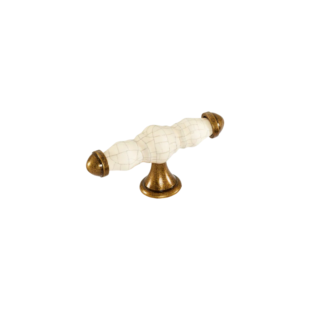 Momo Handles Trianon T Knob 90mm Cream Crackle & Antique Brass - Image 3