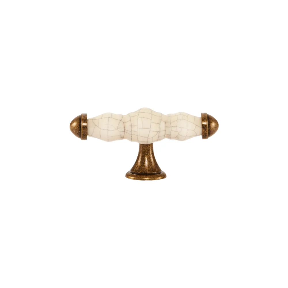 Momo Handles Trianon T Knob 90mm Cream Crackle & Antique Brass - Image 4