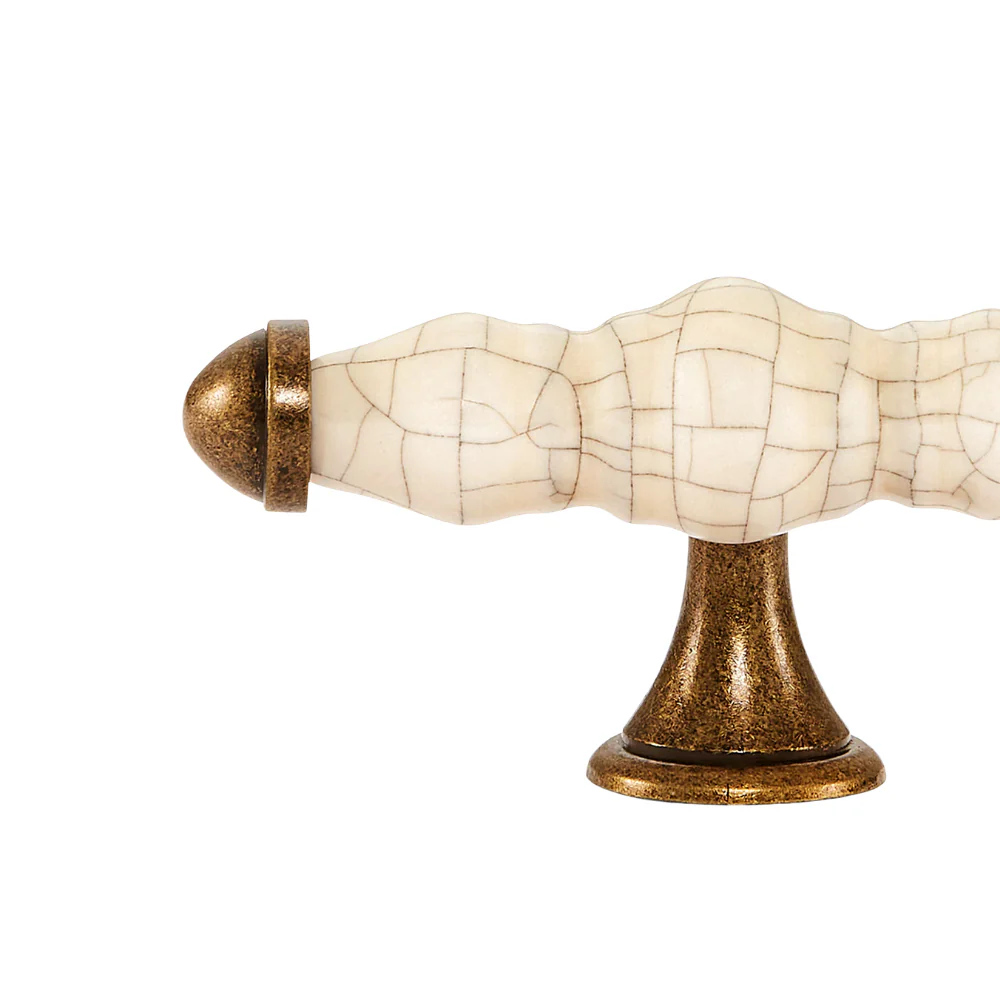 Momo Handles Trianon T Knob 90mm Cream Crackle & Antique Brass - Image 5