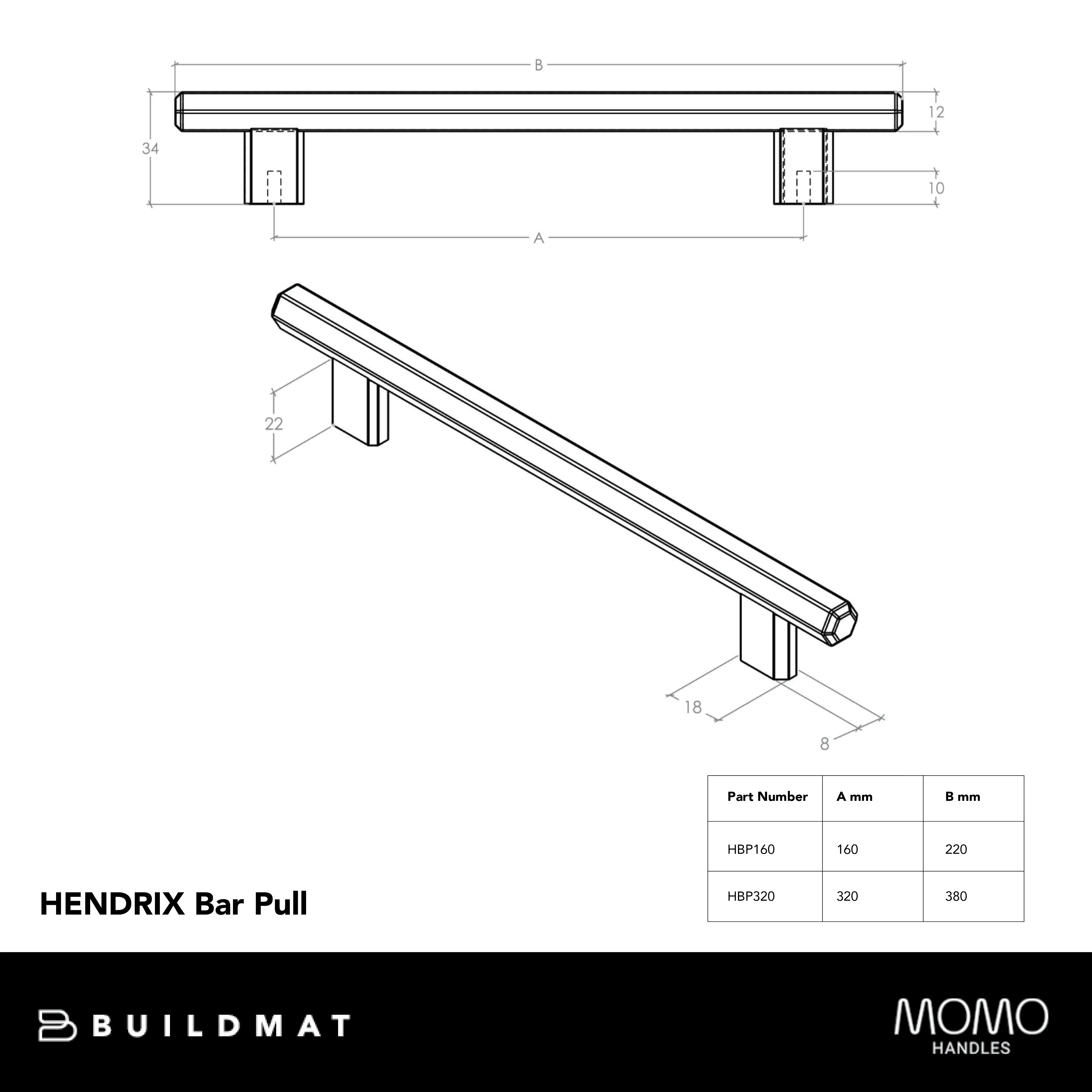 Momo Hendrix Bar Pull 320mm Antique Brass - Image 4