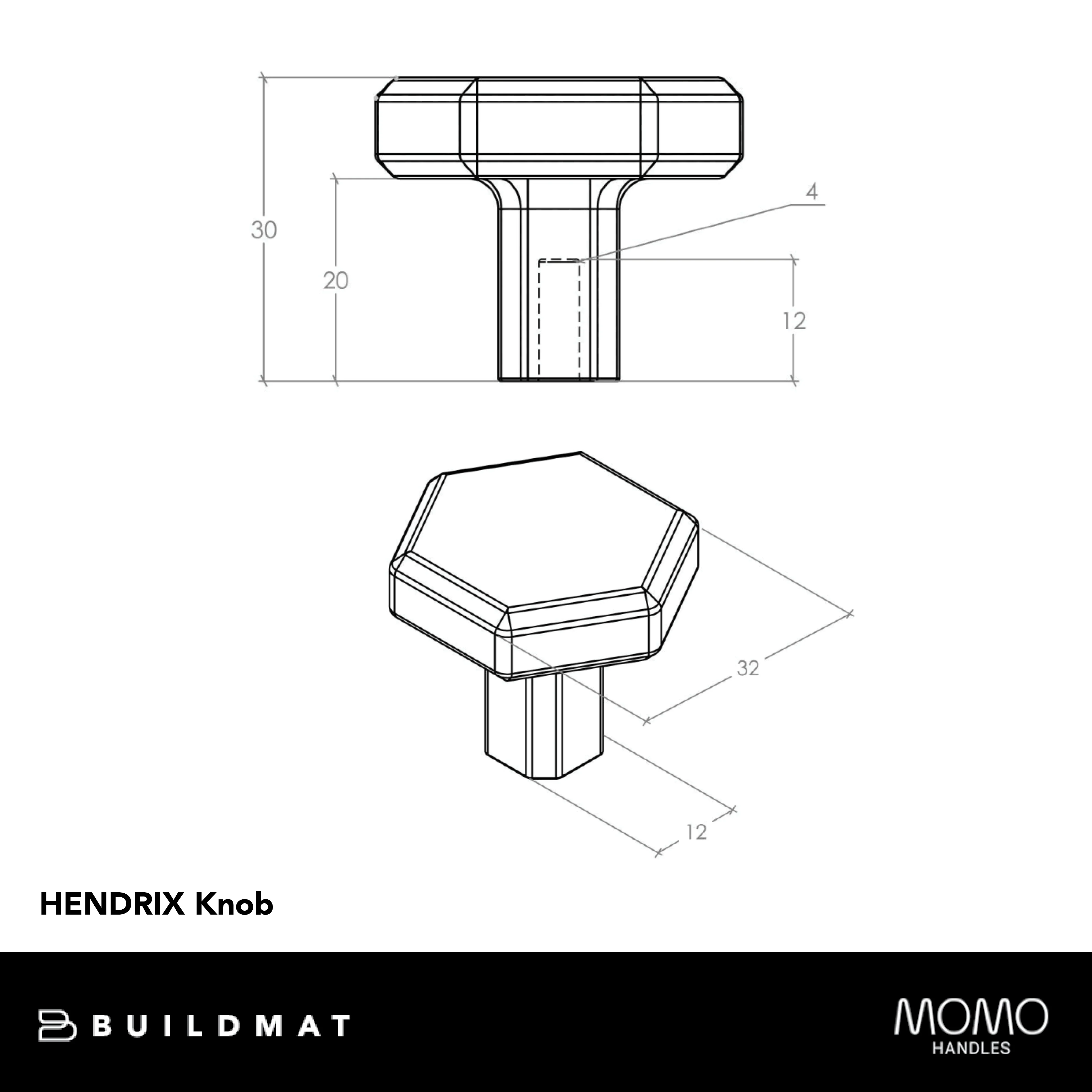 Momo Hendrix Knob 32mm Dull Brushed Nickel - Image 4