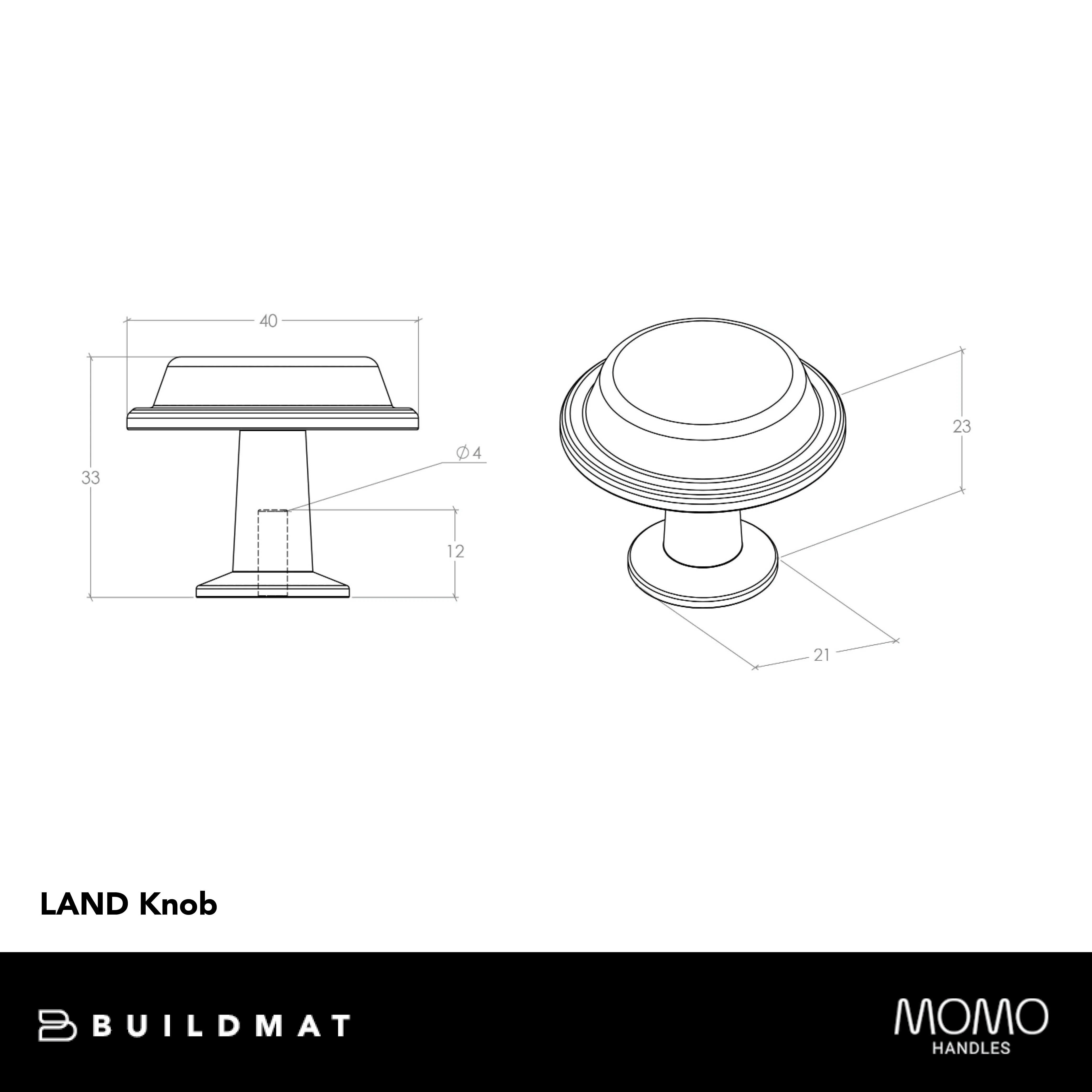 Momo Handles Momo Land Knob 40mm Pewter - Image 4