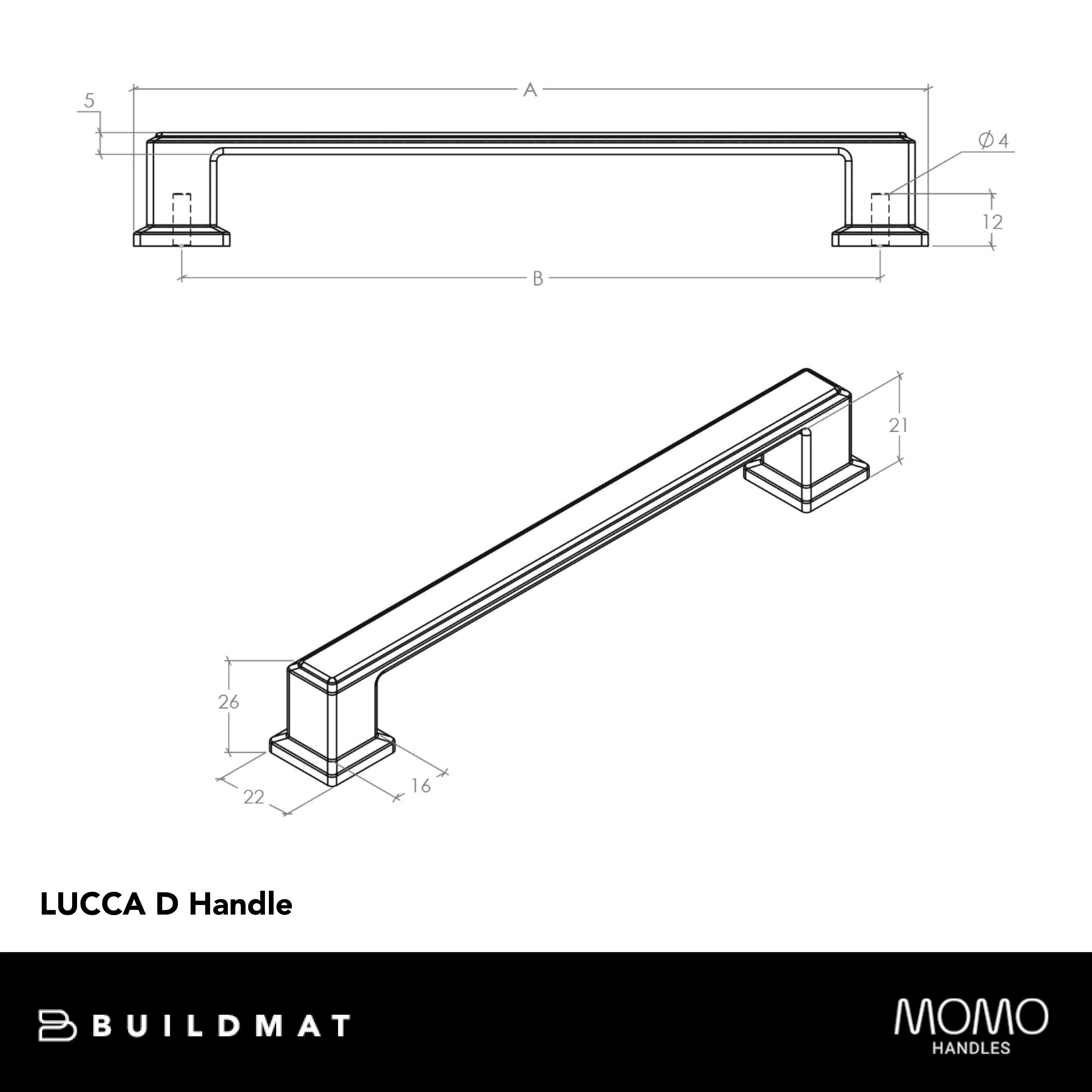 Momo Lucca D Handle 160mm Matte Black - Image 4
