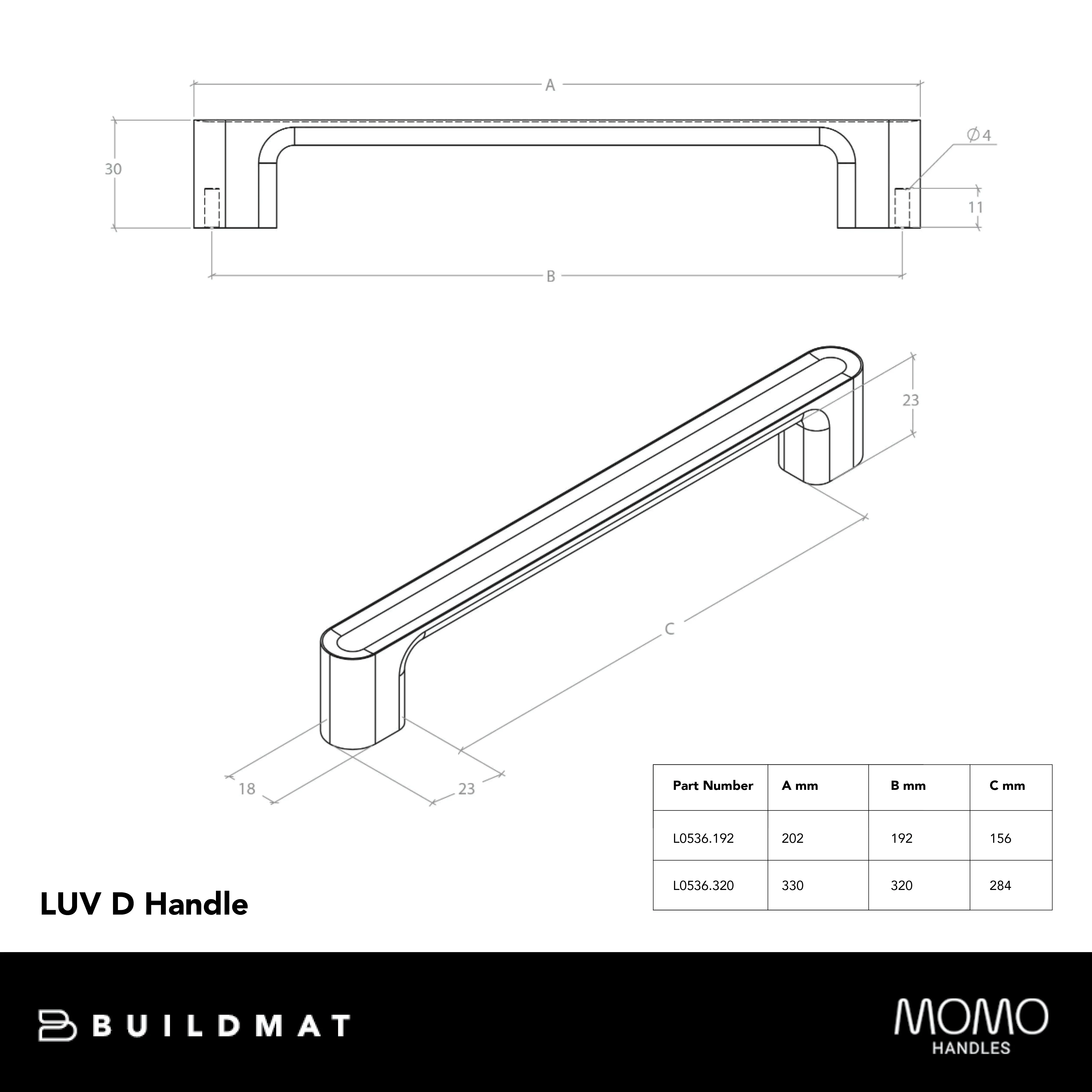 Momo Luv D Handle 320mm Matte Black - Image 4