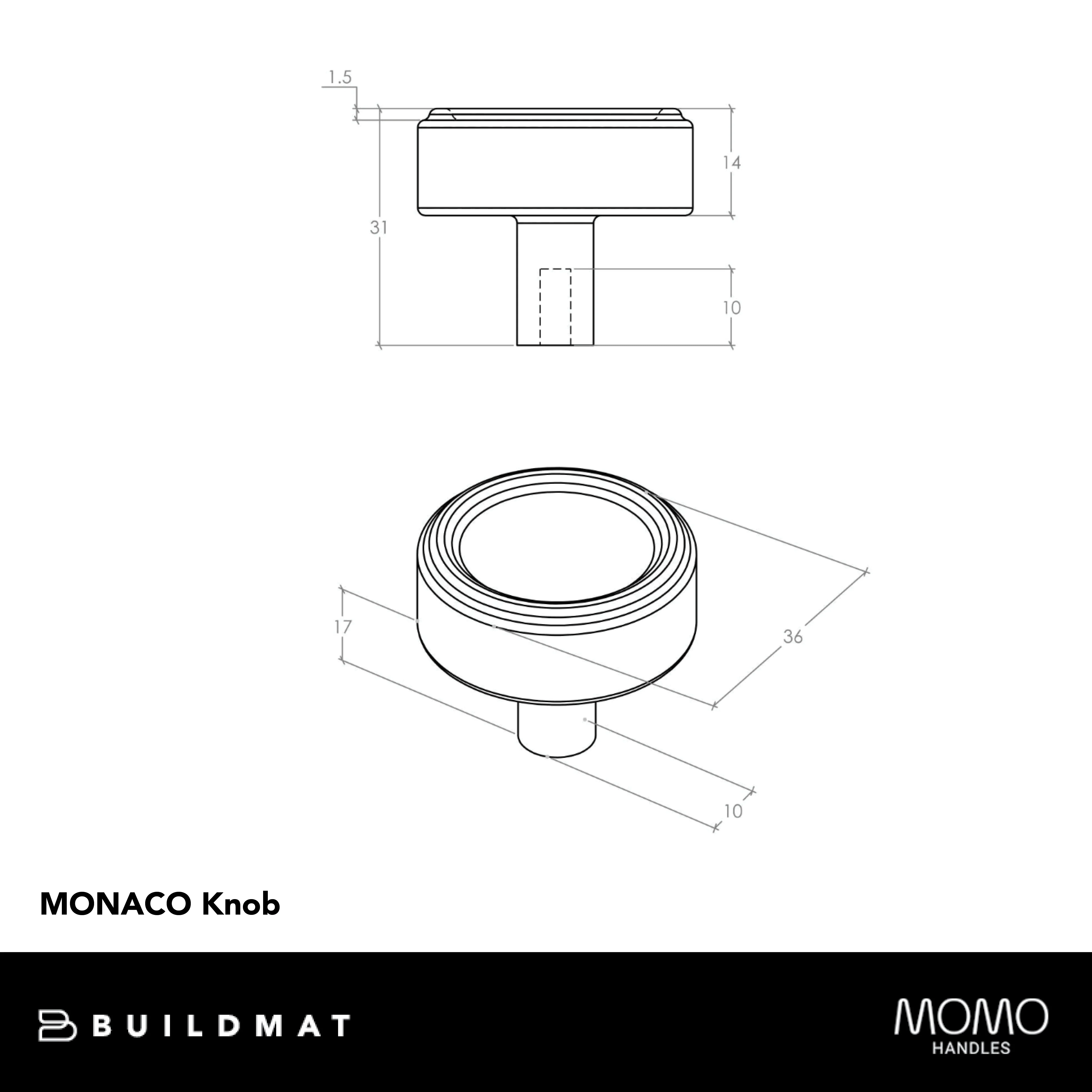 Momo Monaco 36mm Round Knob Matte White - Image 4