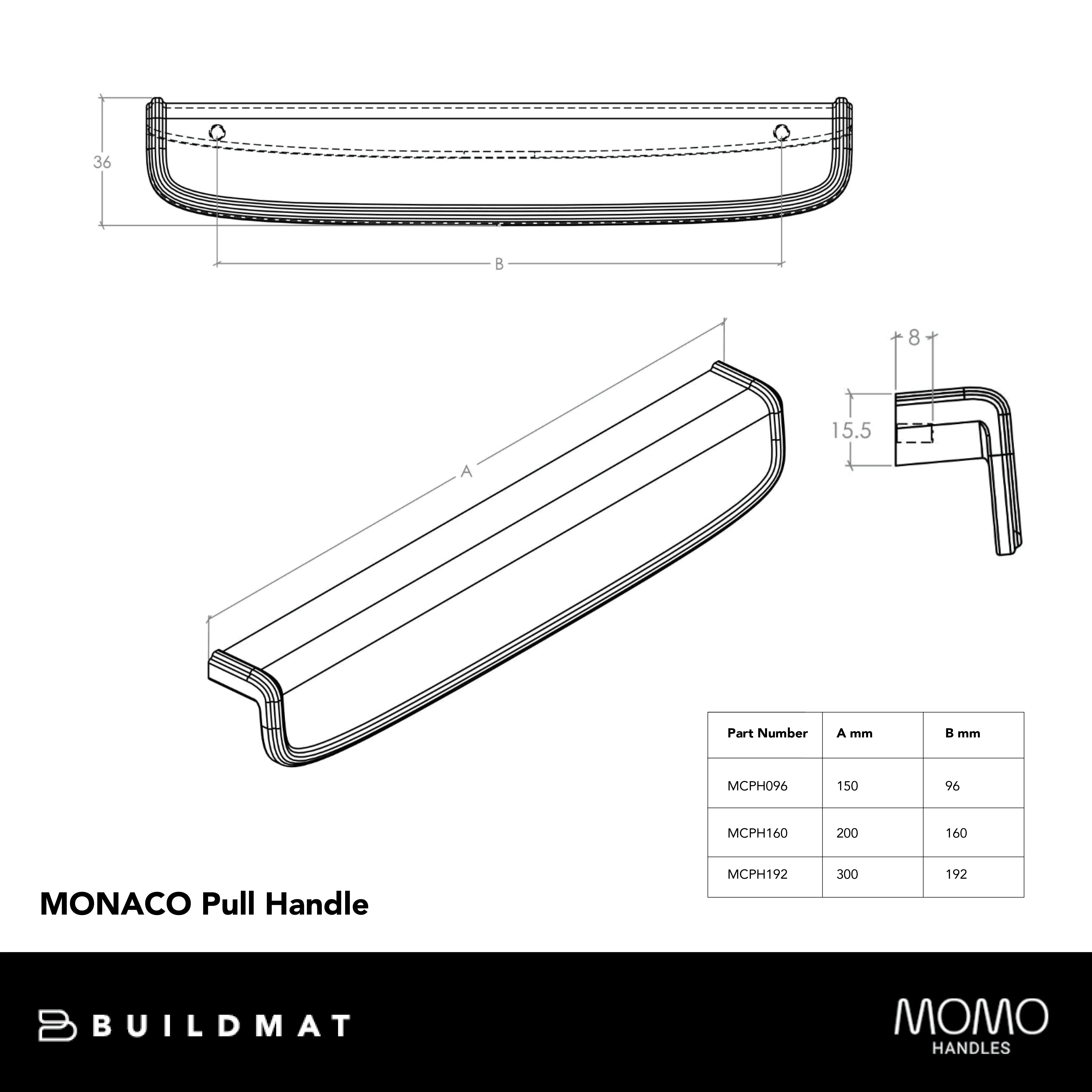 Momo Monaco 96mm Pull Handle Dull Brushed Nickel - Image 4