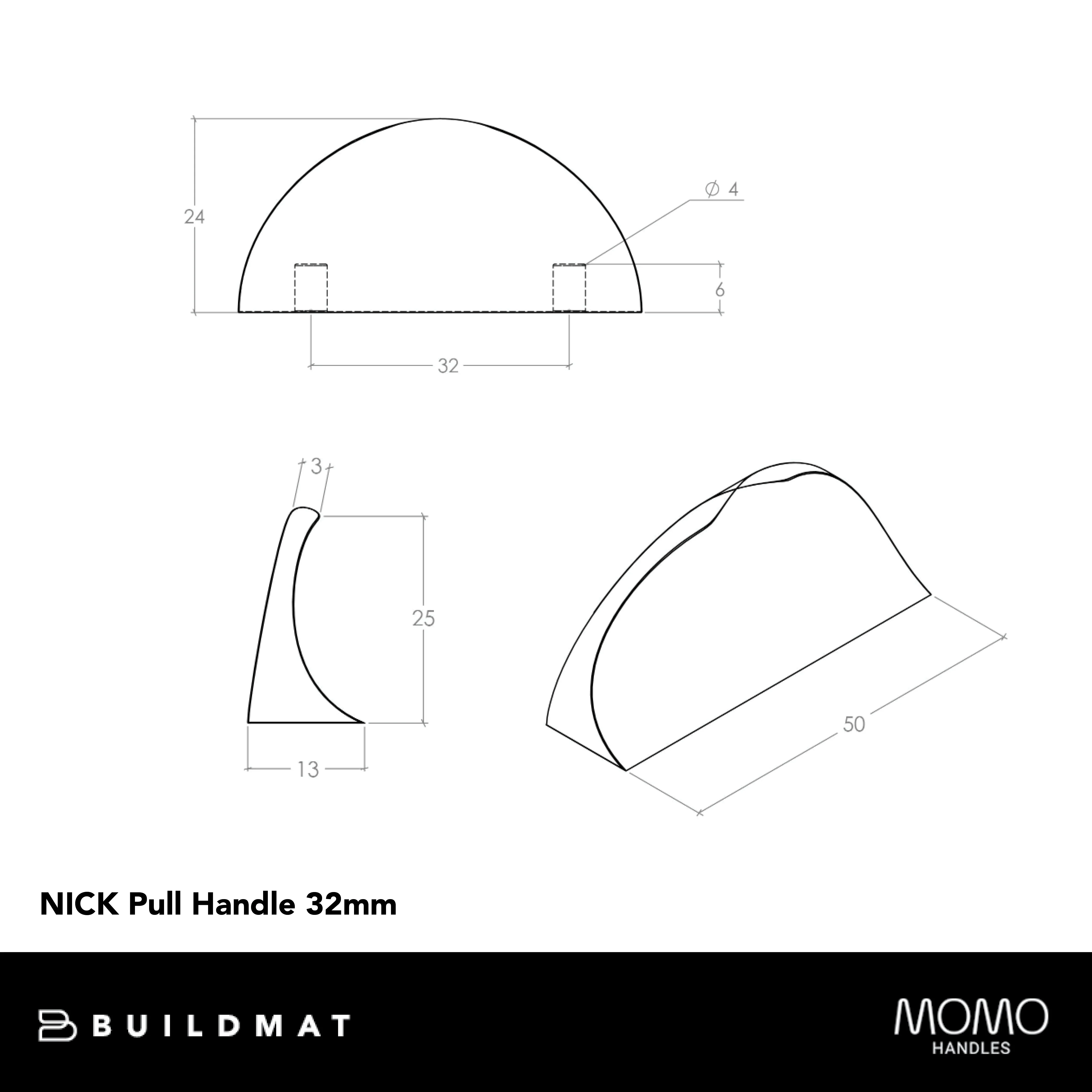 Momo Handles Nick Pull Handle 32mm Matte Black - Image 5
