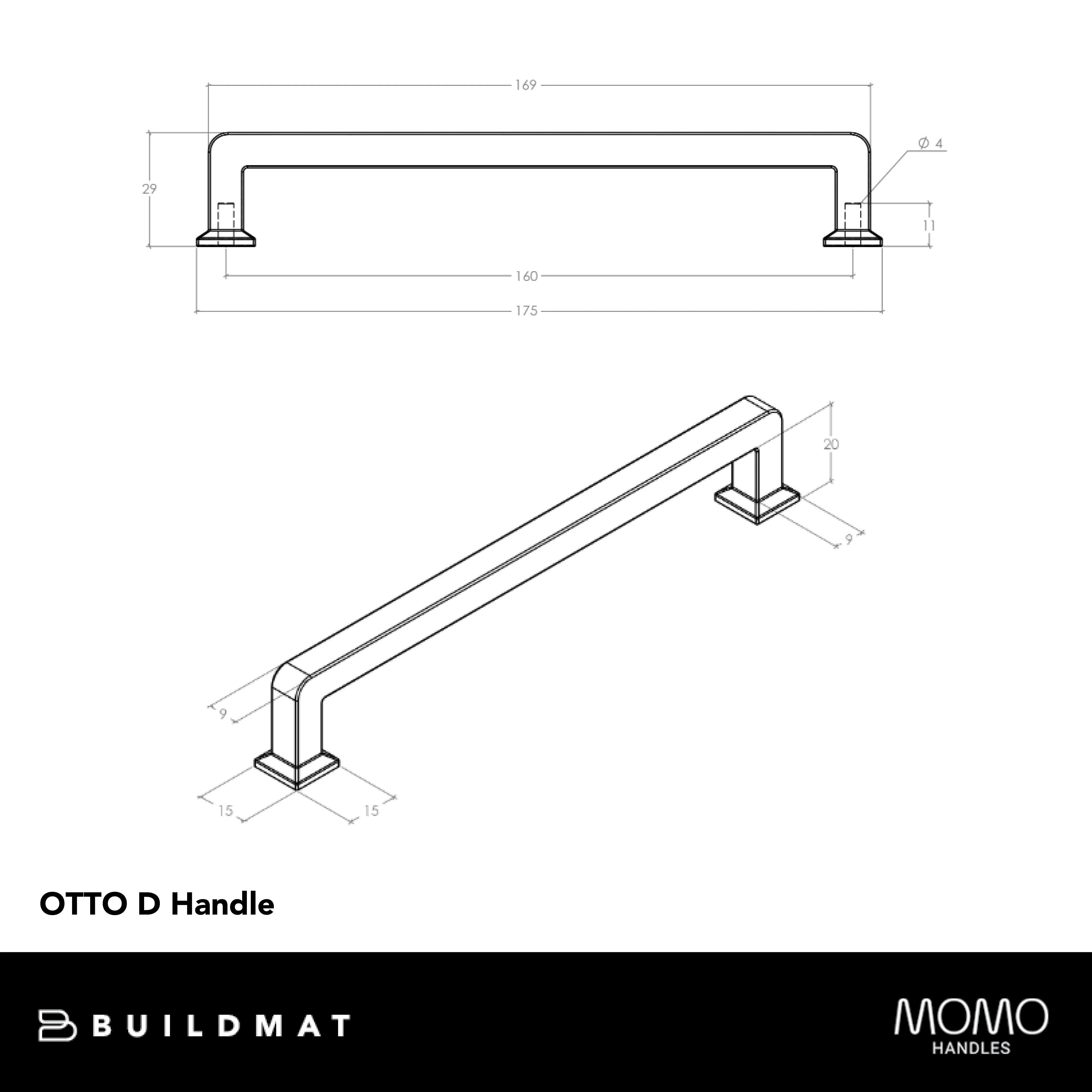 Momo Otto D Handle 160mm Satin Brass - Image 4