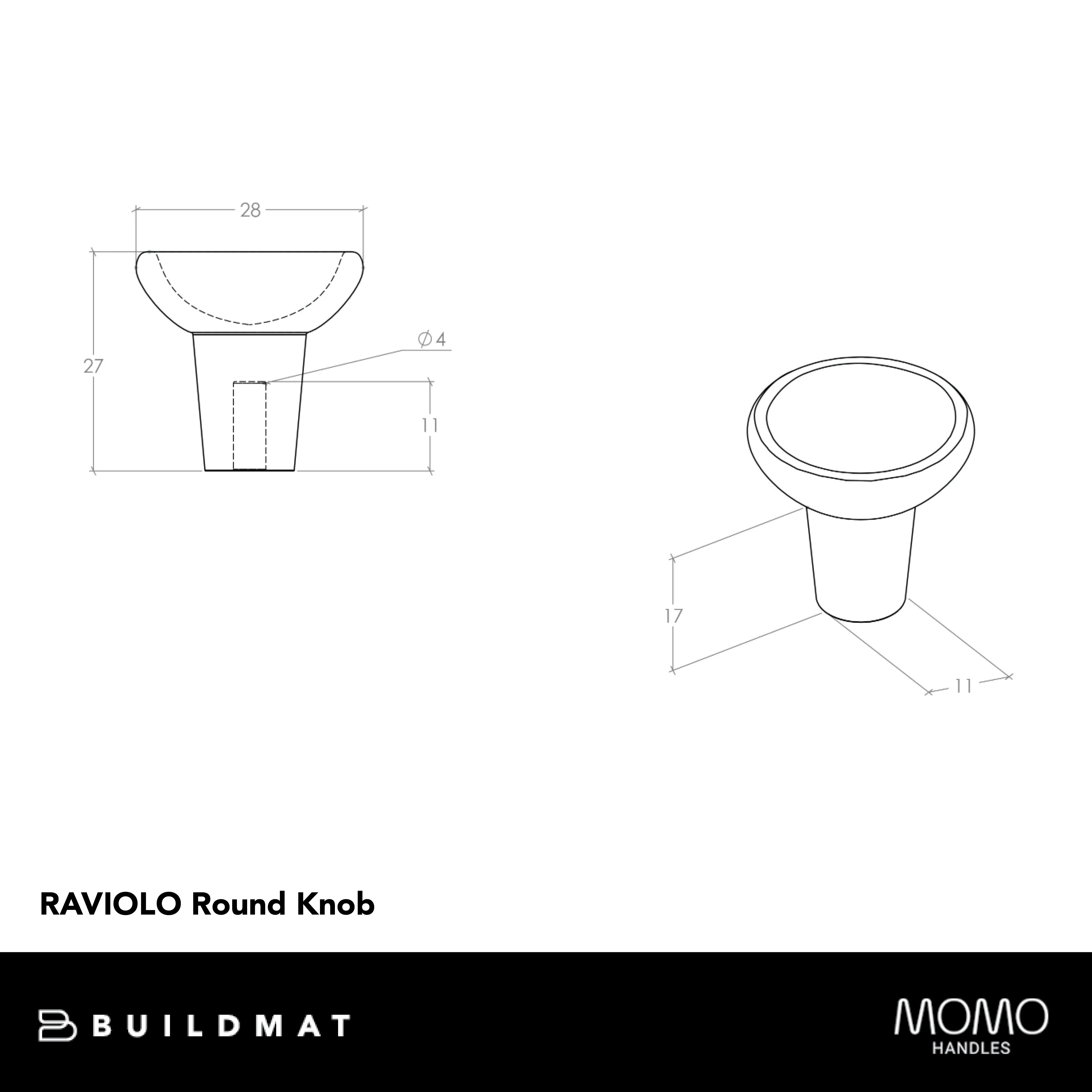 Momo Handles Momo Raviolo Round Knob 29mm Pewter - Image 4