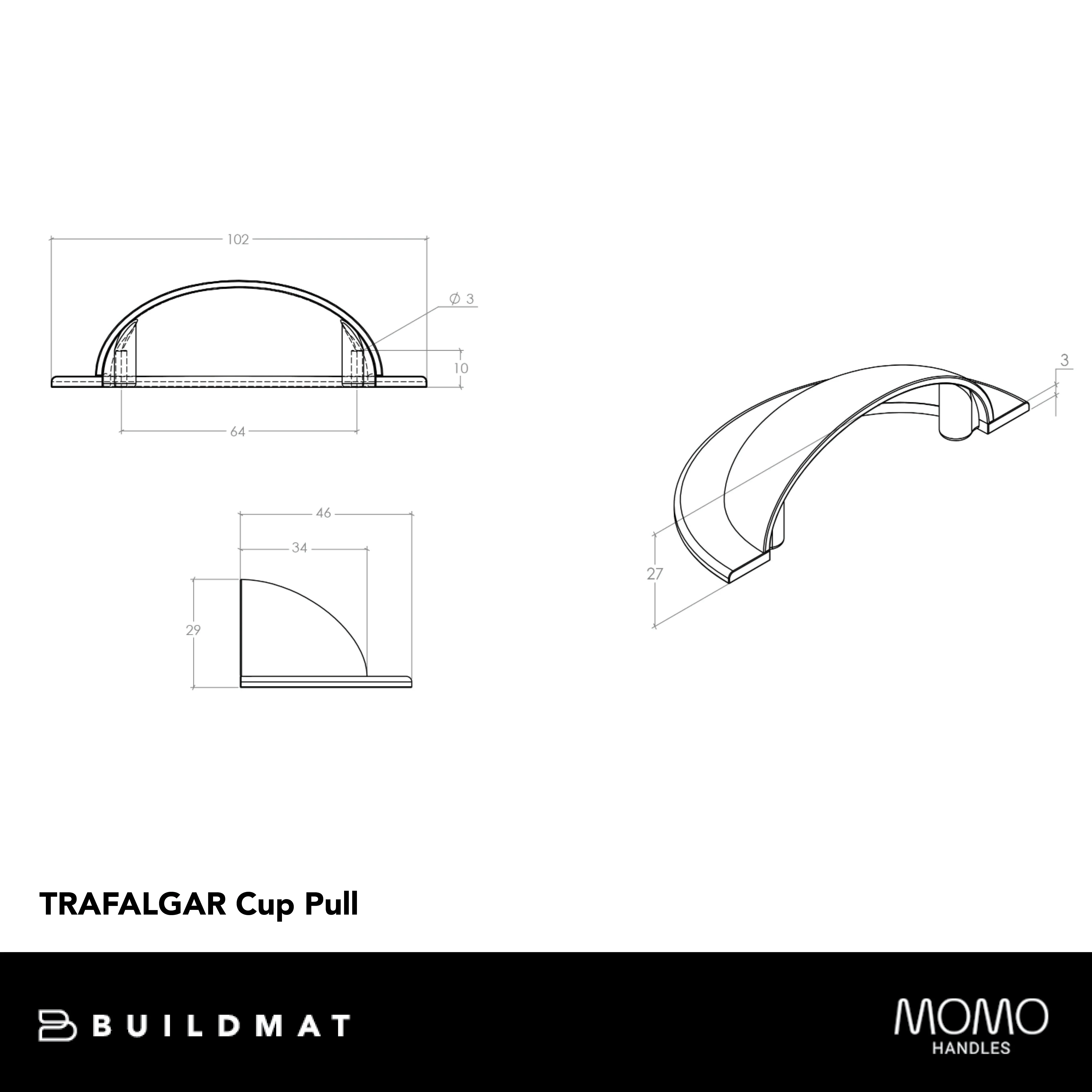 Momo Handles Momo Trafalgar Cup Pull 64mm Polished Nickel - Image 4