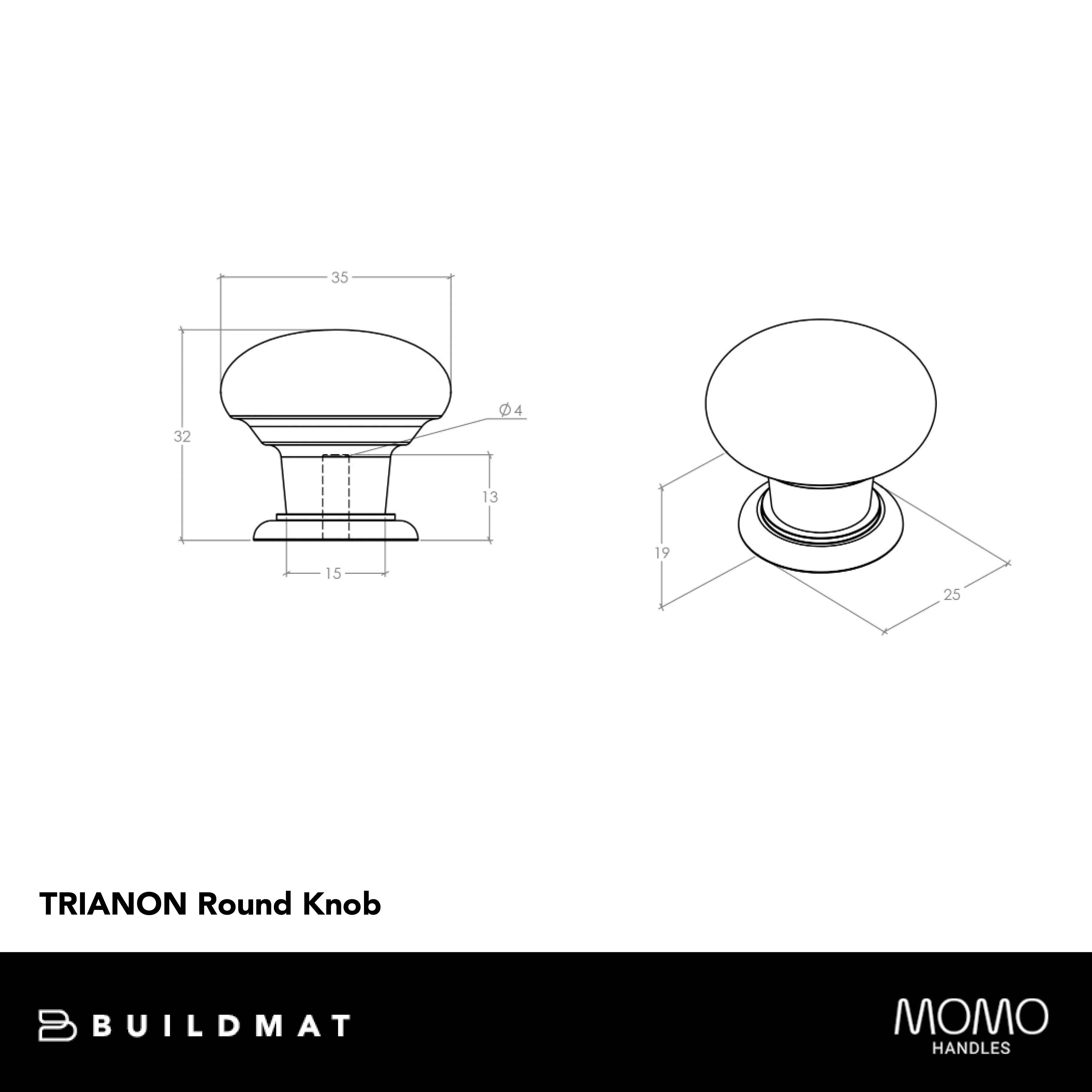 Momo Handles Momo Trianon Round Knob 35mm White & Brushed Nickel - Image 4